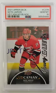 2021-22 Upper Deck UD Black Canvas Young Guns Seth Jarvis #C376 Rookie RC PSA 10 - Foto 1 di 4
