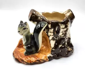 Vintage Anamorphic Squirrel On Tree Stump Small Ceramic Planter 1950’s Japan - Picture 1 of 7