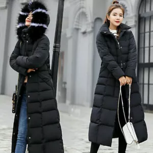 Neu Damen Winter Outdoor Steppmantel Warm Parka Winter Lang Stepp Jacke Kapuze - Bild 1 von 13