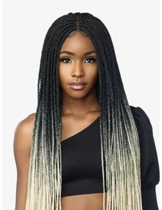 Women Black to Blond Ombre Blond Micro Braids Lace Front Wigs Box Braided Wigs - Picture 1 of 4