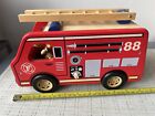 John Lewis Wooden Fire Engine Number 88 Detachable Hose & Lead & firefighter