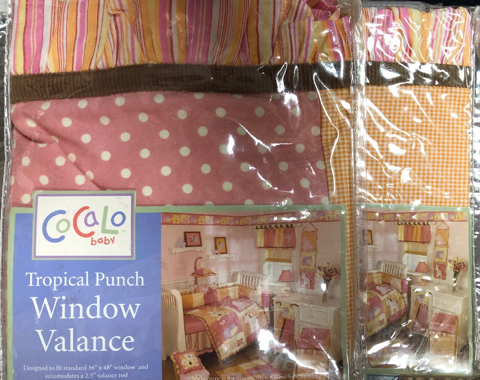CoCalo Tropical Punch Ventana Cenefa Lunares Cuadros Rayas Rosa Naranja Juego de 2 Foto 1 de 1