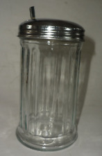Vintage Gemco Sugar Shaker / Dispenser Restaurant Style Ribbed Glass w/ Flip Lid
