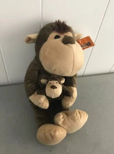 Toy Time NWT Momma Mommy & Baby Monkey Stuffed Animals Plush - Brown Adorable - Picture 1 of 11