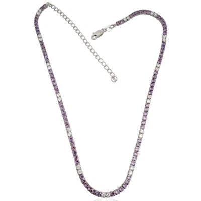 Collana tennis mm 2,5 in argento 925 rodiato con zirconi bianchi e viola cm 42 - Immagine 1 di 2