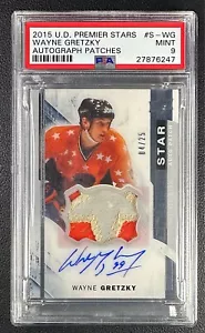 WAYNE GRETZKY PSA 9 2015 PREMIER GAME WORN ALL STAR JERSEY PATCH AUTO 4/25 POP 1 - Picture 1 of 3