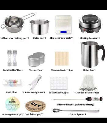 Candle Making Kit - DIY Supplies with Pouring Pot, Tools, Wax, Melting Hot Plate - Image 1 of 4
