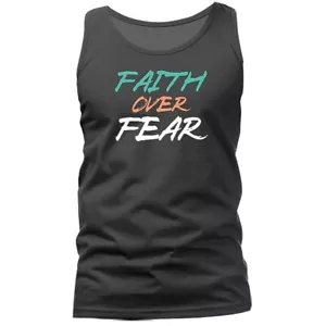 Glaube über Angst christlich religiös Gott Bibel Kirche Jesus Christus Tanktop - Bild 1 von 8