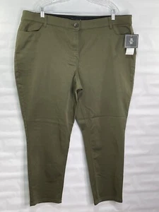 RYAN WYLDE Women’s Sz 22W Olive Stretch Pockets Zip Pants - Picture 1 of 9