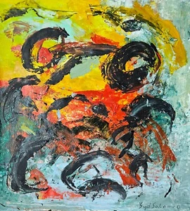 Syd Solomon Signed Abstract Expressionist Oil Painting on Canvas - American Art - Picture 1 of 4