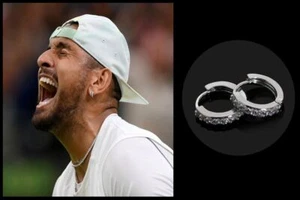 Men’s/Boy’s Nick Kyrgios 18ct White Gold Plate Cubic Zirconia Hoop Earrings - Picture 1 of 8