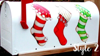 Juego de 3 Medias de Navidad Imán de Buzón (Cubierta Parcial) Lima y Rayas Rojas Foto 1 de 2