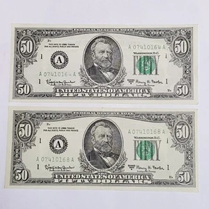 2 Billets 50 Dollars États Unis 1963 contrefaçon d epoque - Picture 1 of 2