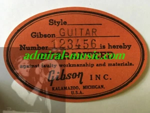 Gibson Orange Oval Label SN# Custom Stamped 1955-66 era ES series Litho Print - Picture 1 of 3