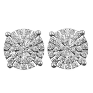 0.50 Ct Round Diamond Halo Stud Earrings Gift For Women Girls Sterling Silver - Picture 1 of 2