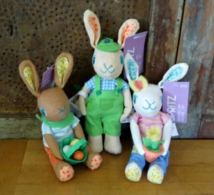 2021 Easter Bunny Bunnies w Baskets Buddy Rabbit Trio Holiday Spritz Set 3 NEW - Picture 1 of 6