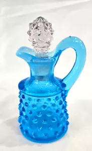Vintage Fenton Glass Opalescent Hobnail Bottle + Lid - Picture 1 of 4