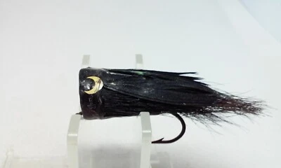 Señuelo de pesca vintage Bass Popper Fly Rod negro 7/8" Topwater/Surface Popper 1/16 Foto 1 de 4
