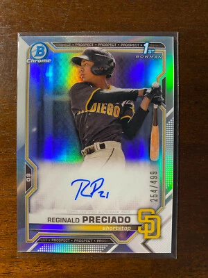 2021 Bowman Chrome Prospect Auto Refractor /499 Reginald Preciado #CPA-RPR 1st - Image 1 of 2