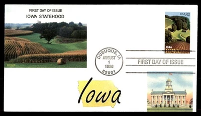 Mayfairstamps US FDC 1996 Iowa statehood anniversary First Day Cover aau_49235 - Image 1 of 2