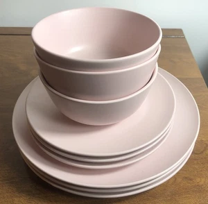 3 Ikea Soft Pink Stoneware Place Settings—plates, salad plates, bowls (9 pcs) - Picture 1 of 11