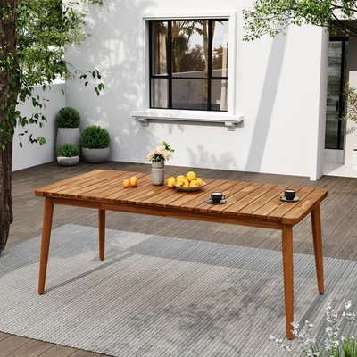 Acacia Wood Dining Table 8 Person Outdoor Table Farmhouse Furniture - Image 1 of 4