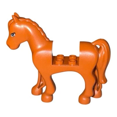 LEGO 93083pr0001 NARANJA OSCURO Caballo con 2 x 2 Recortes y Ojos Azules y Blanco Brillante Foto 1 de 2