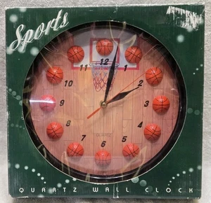 Vintage 90er 12" Sport Basketball Quarz Wanduhr Spielzimmer Männerhöhle Geschenk neu - Bild 1 von 4