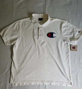 Camisa Polo Champion Grande Chenille Logo Blanco Piqué Para Hombre Talla Extra Grande Nueva - Imagen 1 de 11