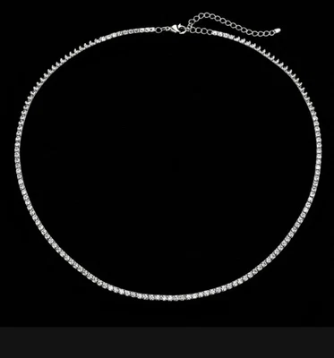 18k White Gold Plated 16" 0.120cm Necklace Lab-Created Swarovski Stones - Image 1 of 4