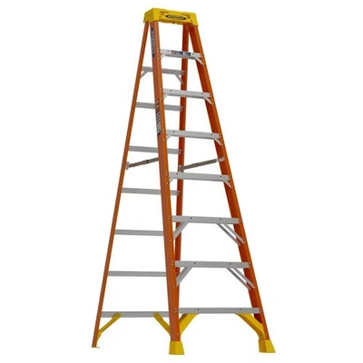 Escalera de fibra de vidrio de 8 pies (alcance de 12 pies) con tipo de capacidad de carga de 300 lb Foto 1 de 4