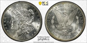 1882-S Morgan Silver Dollar PCGS Gold Shield MS63 - Picture 1 of 3