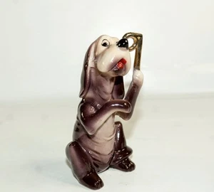 Vintage Ceramic Blood Hound Dog Sitting With Monocle Figurine Japan - Picture 1 of 8