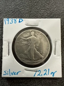 1938 - D Walking Liberty 90% Silver Half Dollar. 12.21g. Non Magnetic. Denver - Picture 1 of 5