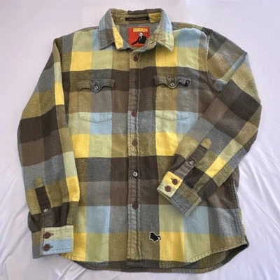 Фланелевая рубашка Lost Enterprises молодежная большая желтая с клапаном гранж-рок Y2K ретро - Изображение 1 из 4