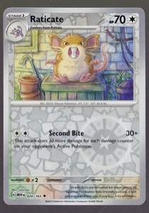 Raticate 020/165 Reverse Holo Scarlet & Violet 151 Pokemon Karte NM - Bild 1 von 1