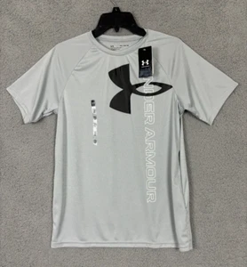 Under Armour Boys Ua Tech Hybrid Short Sleeve T-Shirt 1363279 Youth XL Gray NWTs - Picture 1 of 9