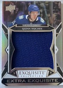 2022-23 Upper Deck Exquisite Collection Quinn Hughes Patch Game Used /99! Canuck - Picture 1 of 2