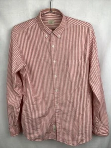J. Crew Mens Size M 15-15.5 Two Ply Cotton Striped Button Up Long Sleeve Shirt - Picture 1 of 5