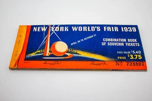 1939 NY WORLDS FAIR SOUVENIR TICKET BOOK - Picture 1 of 3