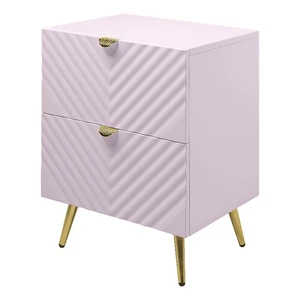 ACME Gaines 2-Drawer Contemporary Wood/Metal Nightstand in Pink High Gloss - Picture 1 of 12