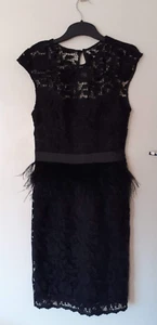 LIPSY BLACK LACE AND FEATHER DRESS SIZE 8 - Picture 1 of 4