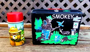 ORIGINAL SMOKEY THE BEAR VINYL LUNCHBOX & THERMOS OFFICAL PRODUCT OF THE FOREST - Picture 1 of 10