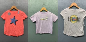 Gap Uniqlo Kids T-Shirt Lot Size L XL Pink Purple White Graphic Tee Set - Picture 1 of 23