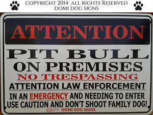 Metal Attention Pit Bull Dog Sign For FENCE ,Beware Of Dog 8"x12"