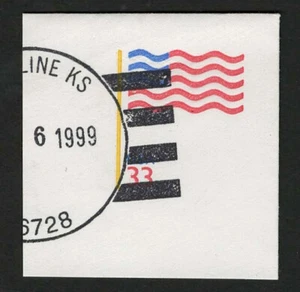 US 1999 #U642 USA Flag Yellow Pole 33c FC Full Corner Cut Square Used - Picture 1 of 2