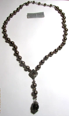 NWT Judith Jack Sterling Silver Smoky Quartz Gemstone & Pearl Necklace 16-19" - Image 1 of 4