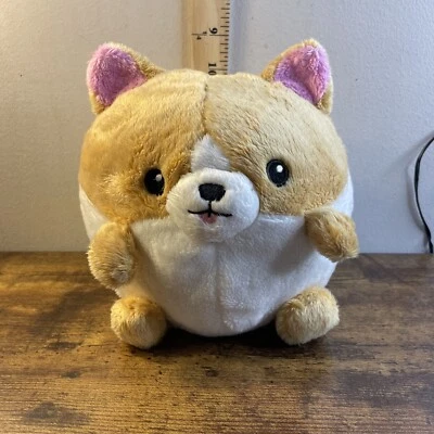 Squishable Corgi Dog 7 inch Plush Cream Tan Pink Ears with Black Nose & Eyes - Image 1 of 4