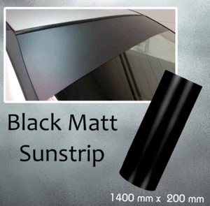 Matt Black Sun Strip Universal Car Windscreen 140cm x 20cm vinyl 55" x 7.8" - Picture 1 of 1