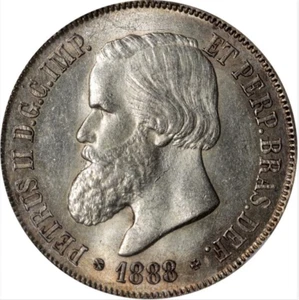 Best Price! BRAZIL. 2000 Reis, 1888. Rio de Janeiro Mint. Pedro II. NGC MS-62. - Picture 1 of 3